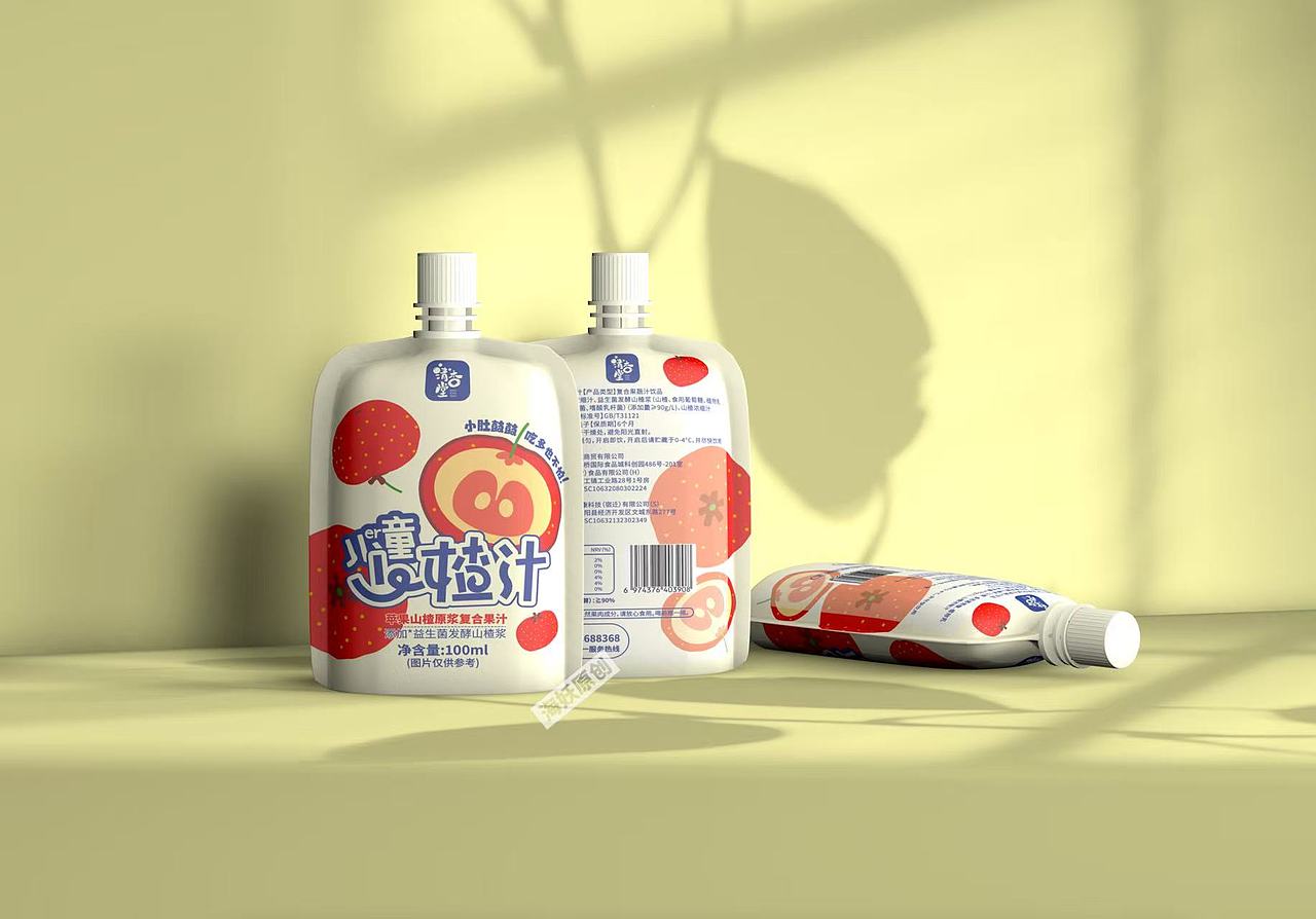 {原创}儿童山楂汁包装手绘卡通风格包装设计