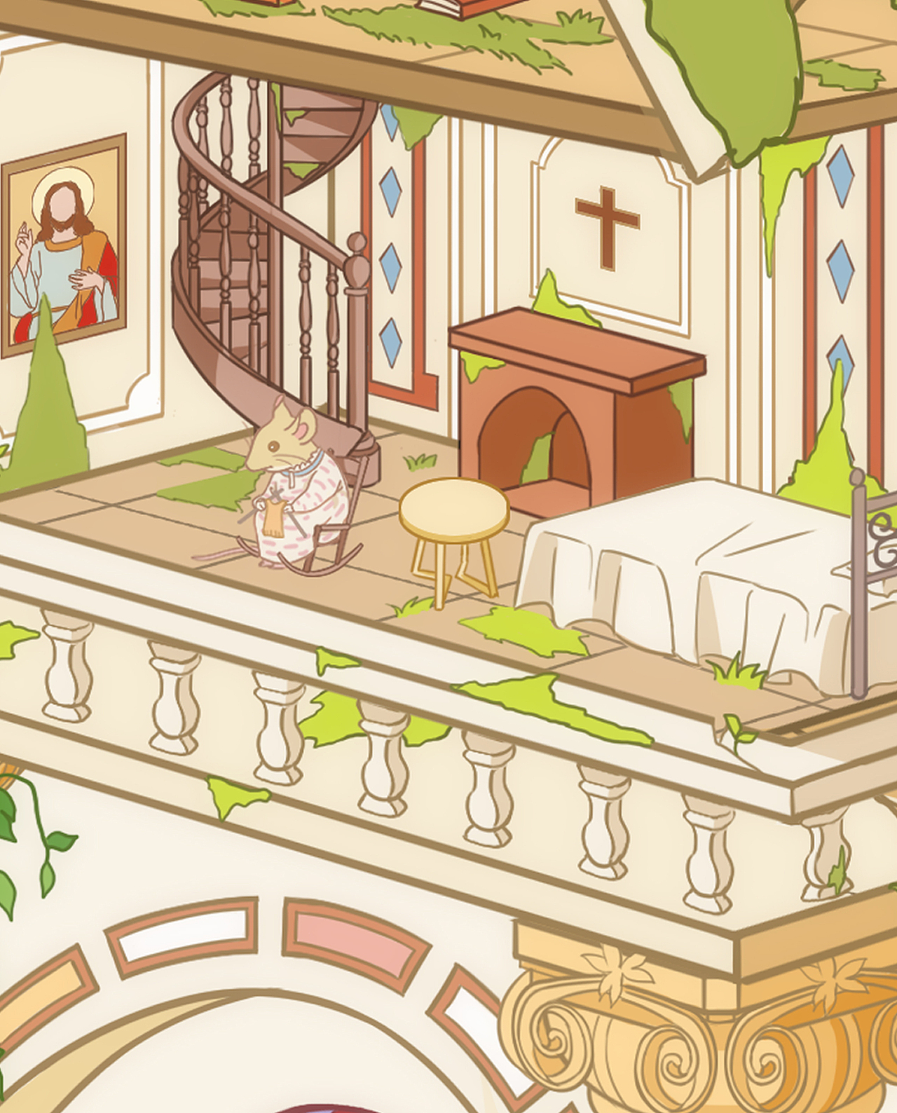 造景贴纸 ｜末日下的废弃教堂（图ZMzk1MzExNzIw） - 艺术插画 - 站酷设计师鱼肉aloe原创素材 - 站酷ZCOOL