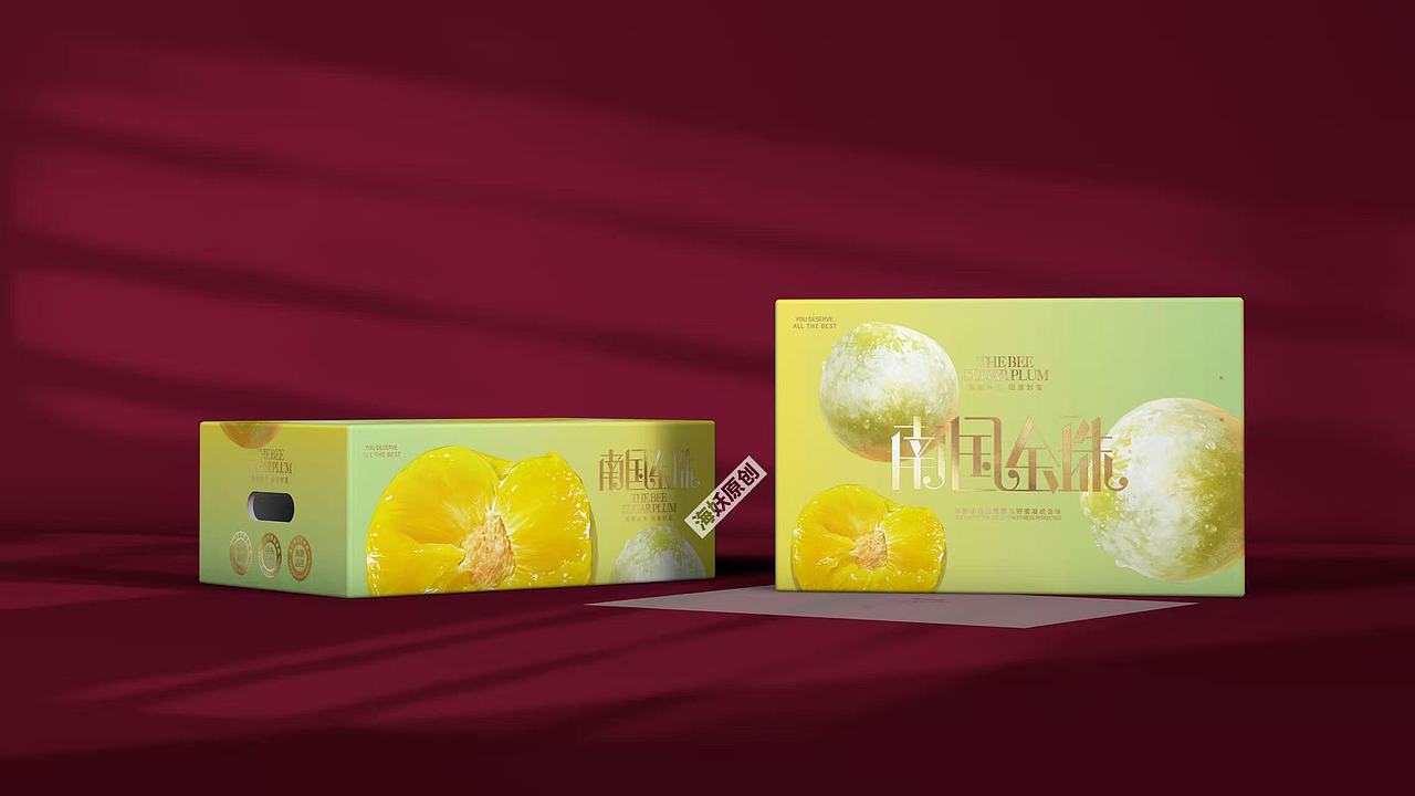 {原创}李子水果礼盒手绘超写实包装设计