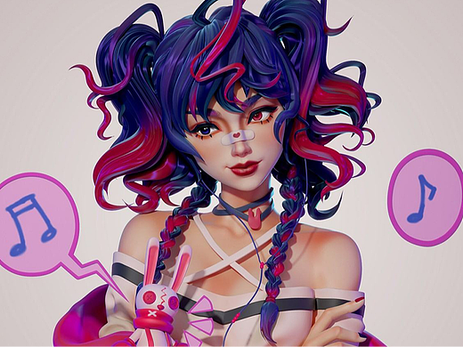 ZBrush-叛逆少女角色模型制作教程。zbrush角色雕刻