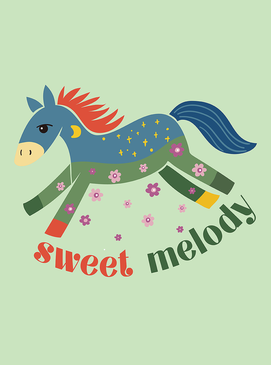 小马马年刺绣印花图案