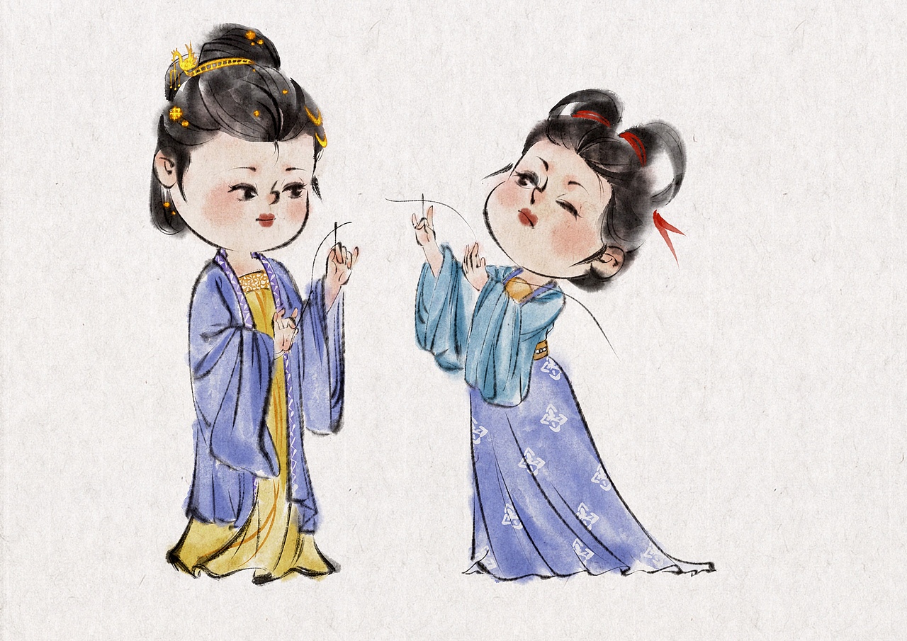 七夕/乞巧节（图ZMzk1MzUyOTYw） - 儿童插画 - 站酷设计师赤墨琳琅原创素材 - 站酷ZCOOL