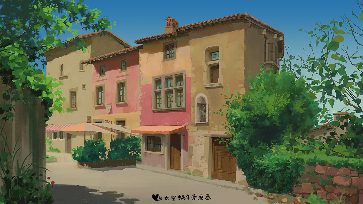 画了一些动漫风场景