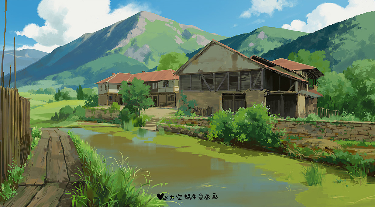 画了一些动漫风场景