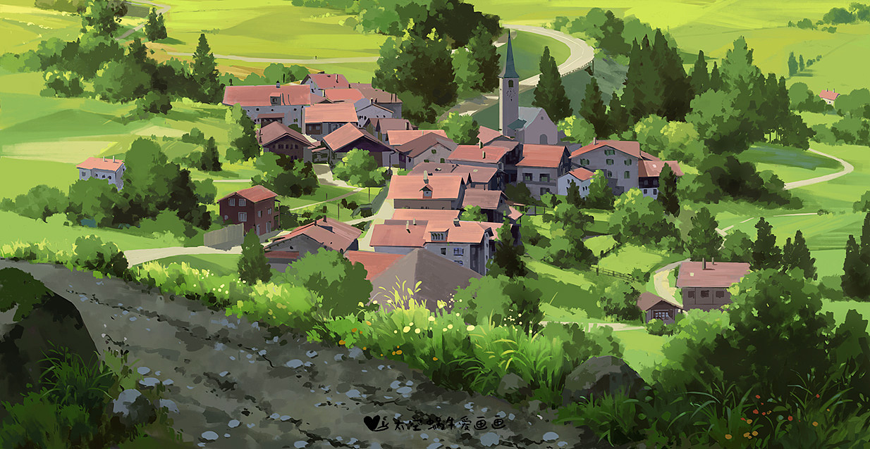 画了一些动漫风场景