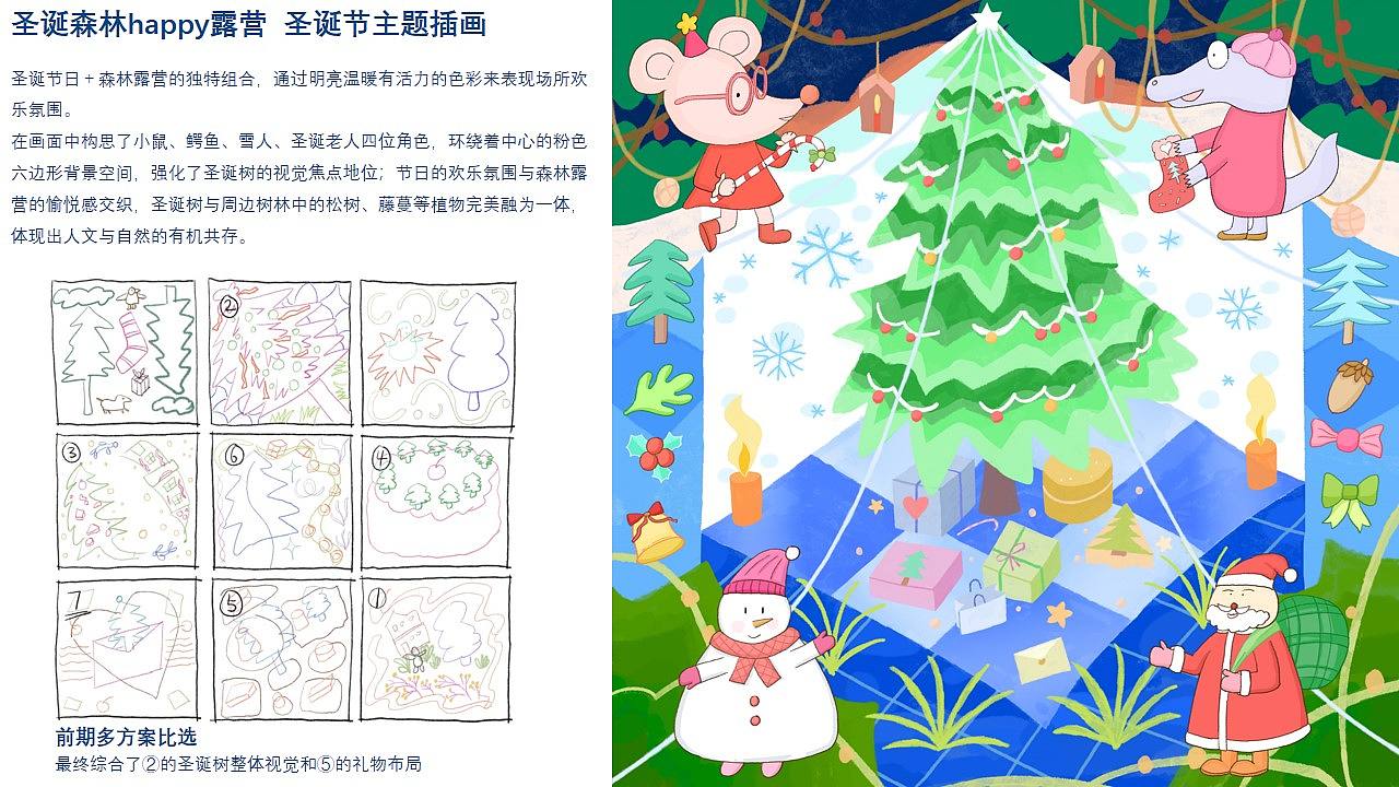 圣诞森林happy露营 圣诞节主题插画（图ZMzk1MzYzOTgw） - 商业插画 - 站酷设计师番茄亚麻原创素材 - 站酷ZCOOL