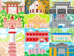 广东中山城市插画