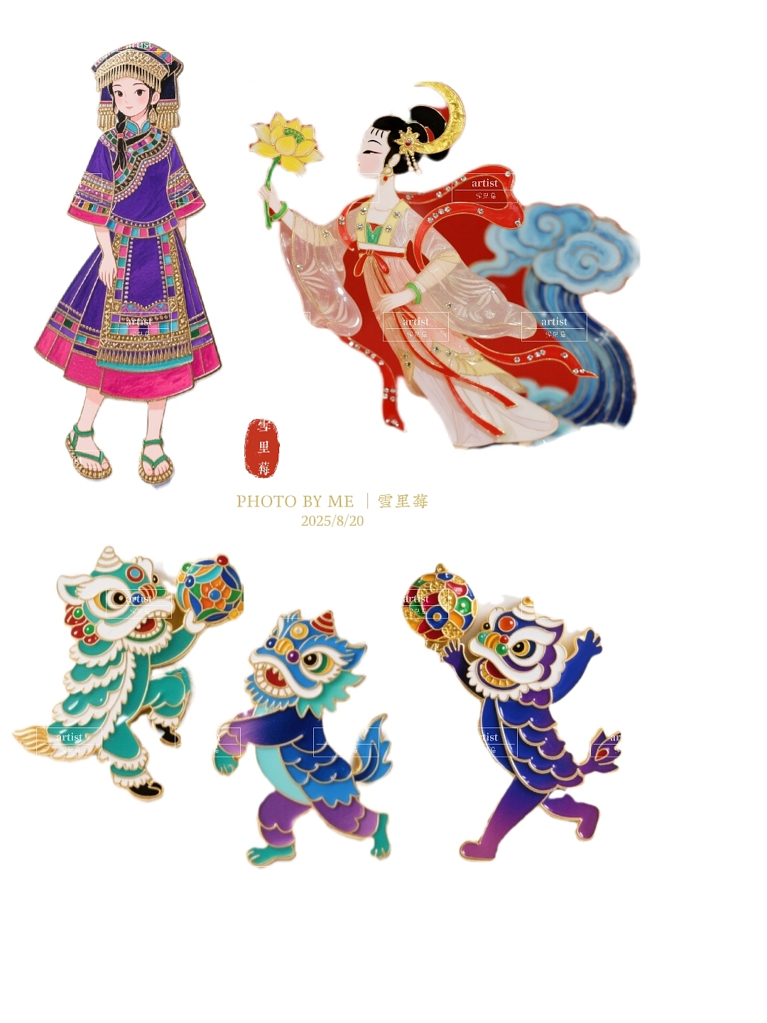 一组民族风苗疆少女系列创意指纹画、珐琅冰箱贴纸动画（图ZMzk1MzY0Njgw） - 其他 - 站酷设计师雪里莓工作室原创素材 - 站酷ZCOOL