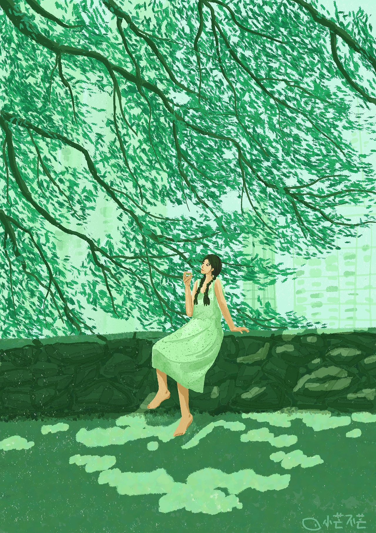 我画的绿色系插画合集