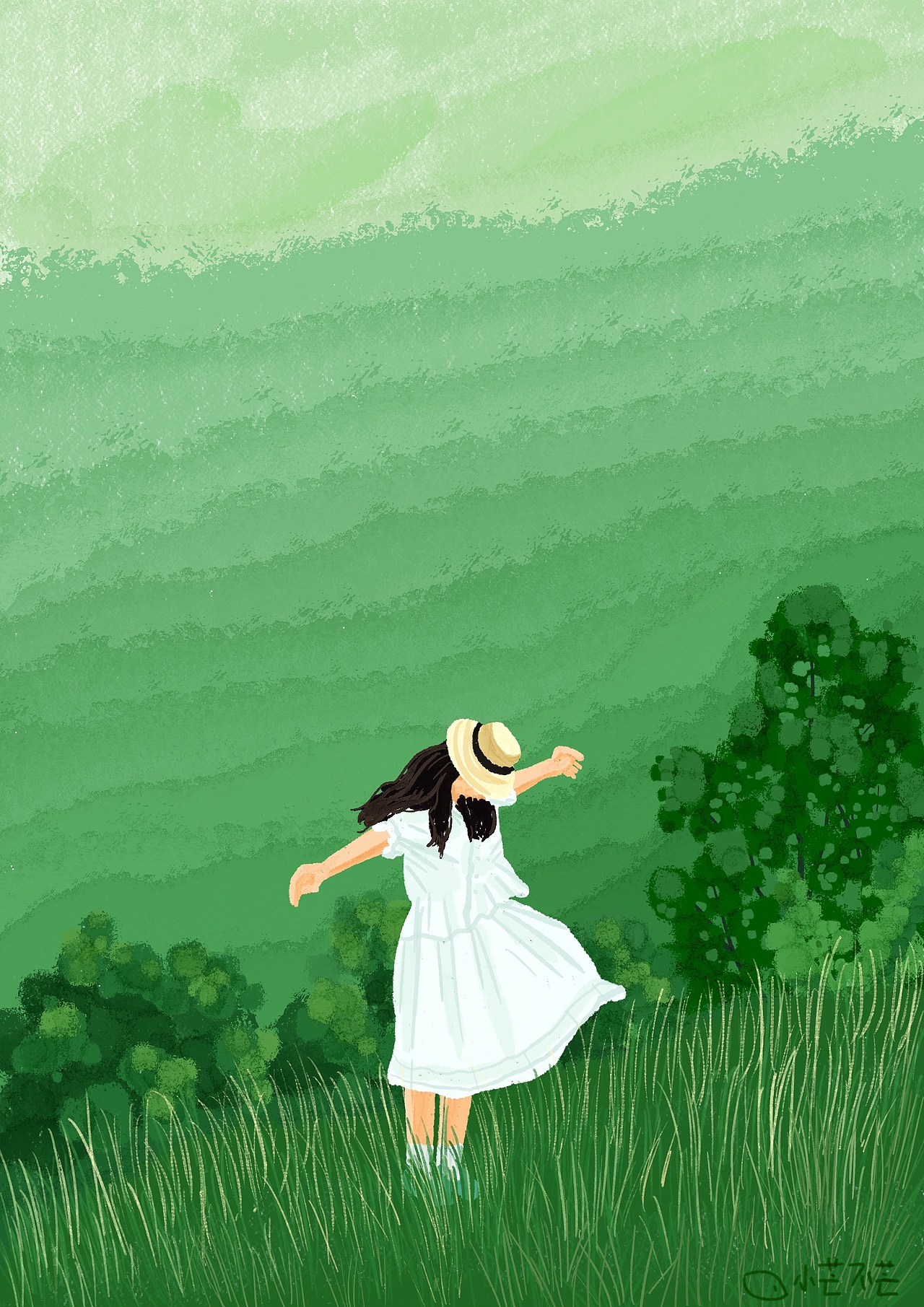 我画的绿色系插画合集