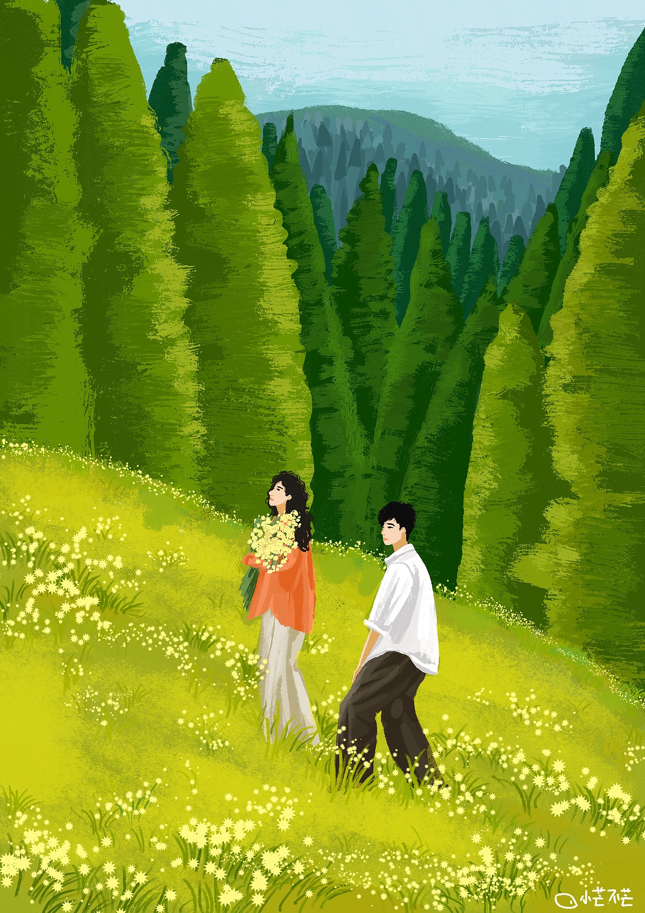 我画的绿色系插画合集