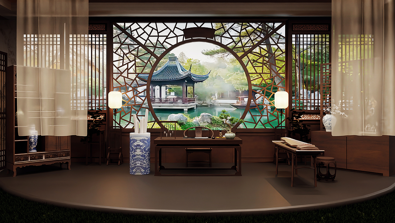 blender古风展览场景设计