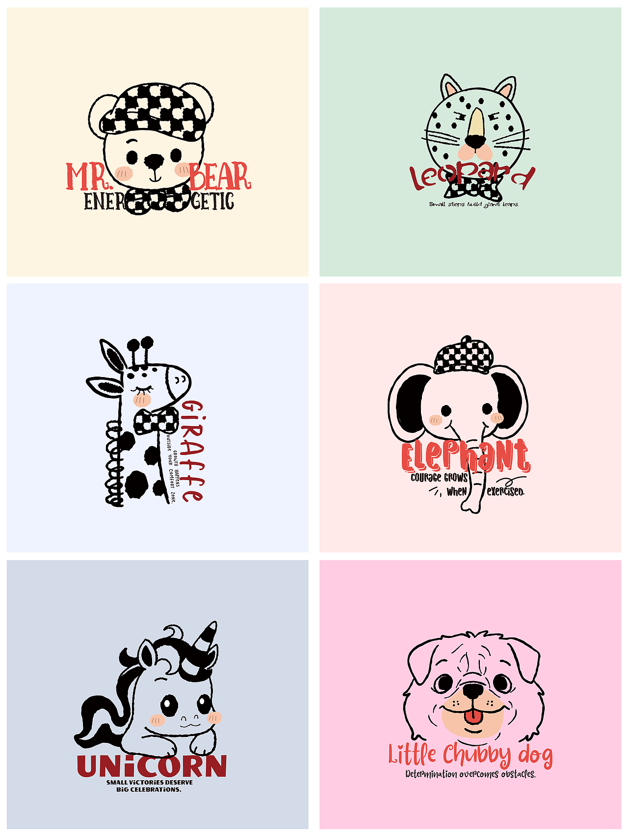 简约简单简洁小动物卡通印花图案