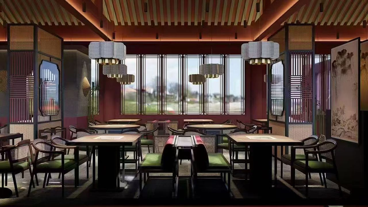 【火锅店-新中式】（图ZMzk1NDcwNTE2） - 酒店餐饮设计 - 站酷设计师空间设计师Wind原创素材 - 站酷ZCOOL