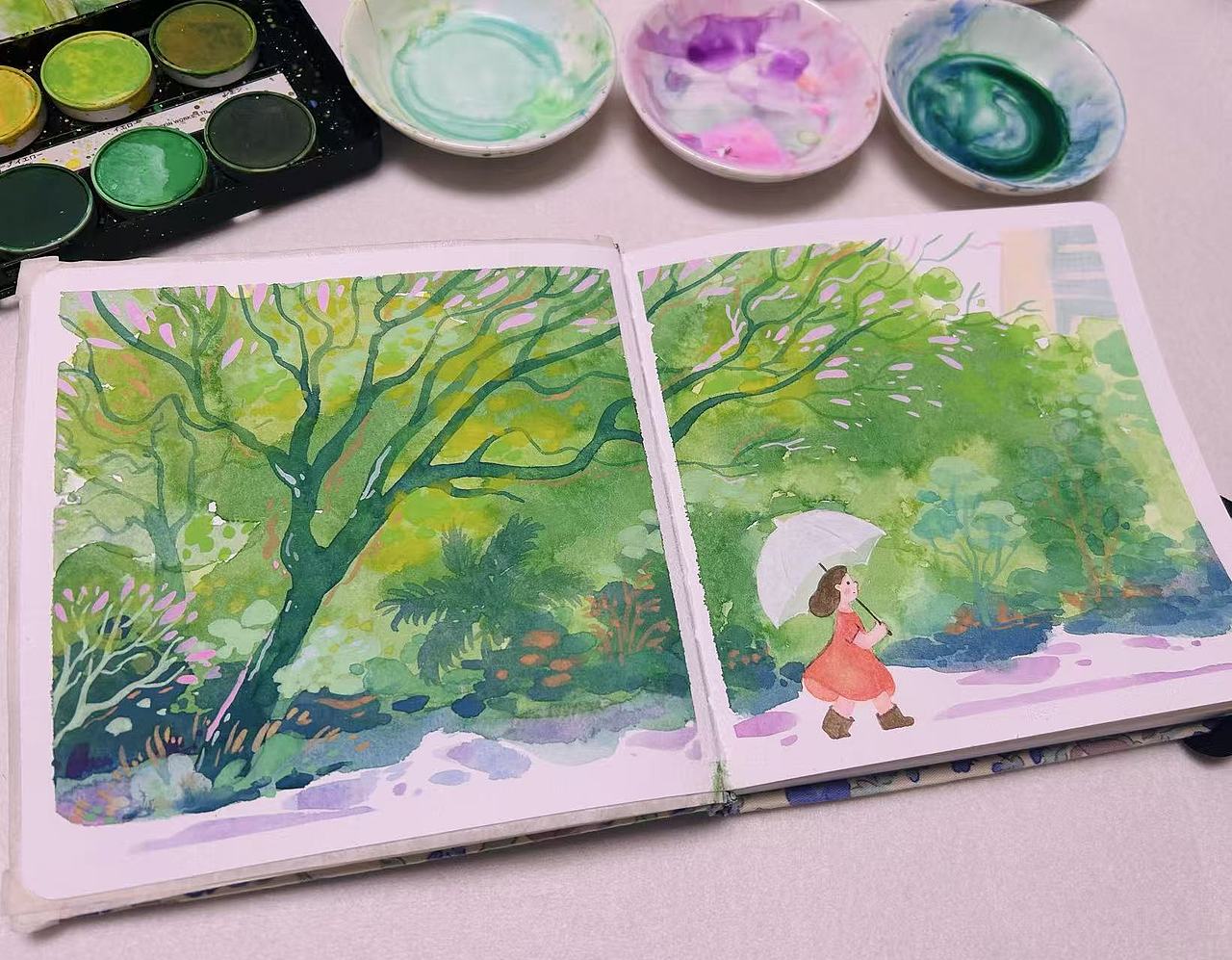 手绘插画 | 走过～（图ZMzk1NDc5MzQ0） - 绘本 - 站酷设计师Angela珂珂原创素材 - 站酷ZCOOL