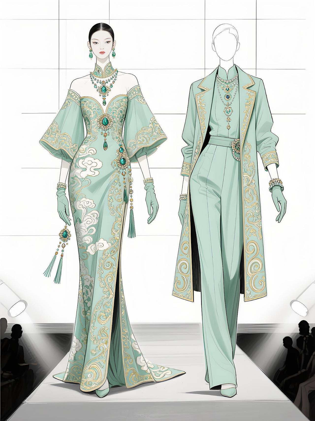 青金藻井纹重塑新中式高定图腾