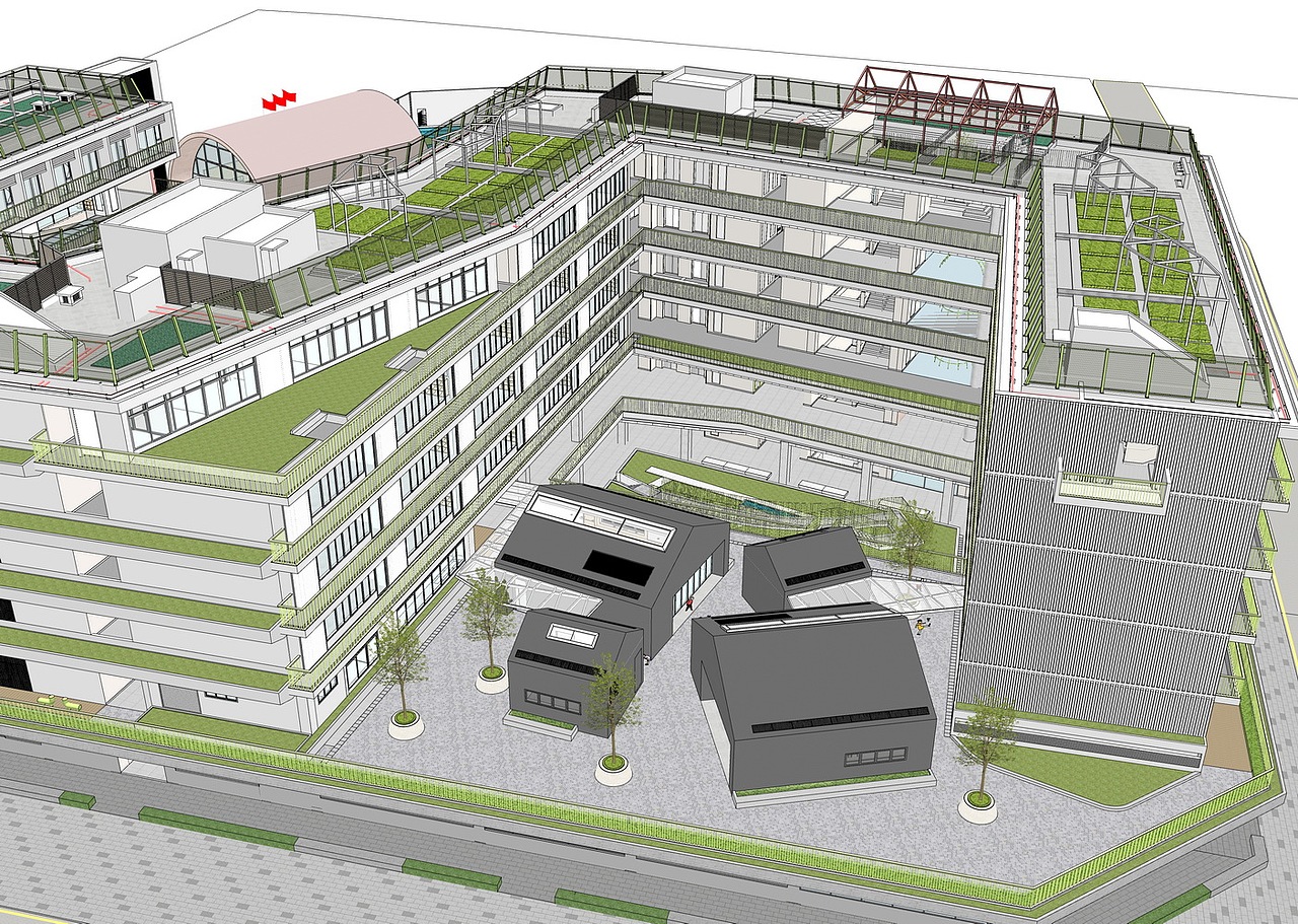 深圳福田新沙小学SU模型下载
