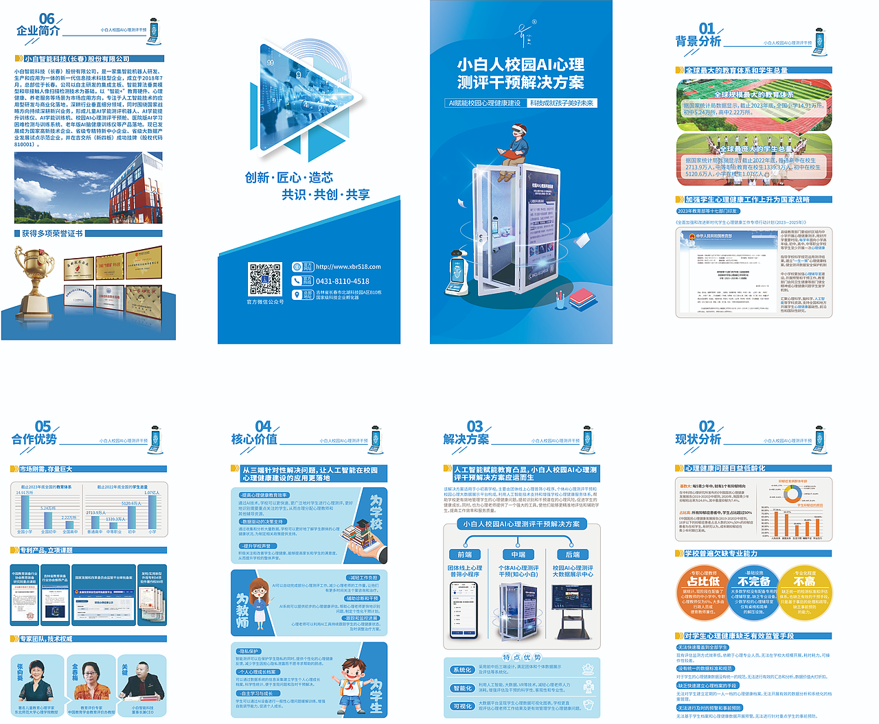 蓝色商务4折页设计折页设计