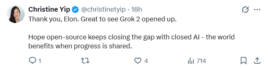 马斯克开源新模型：能实时抓取社交平台数据，20万块H100训练