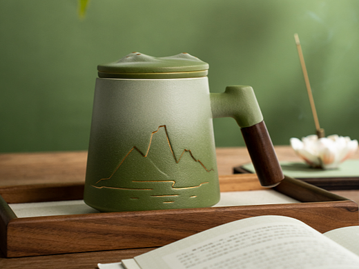 千里江山泡茶办公杯