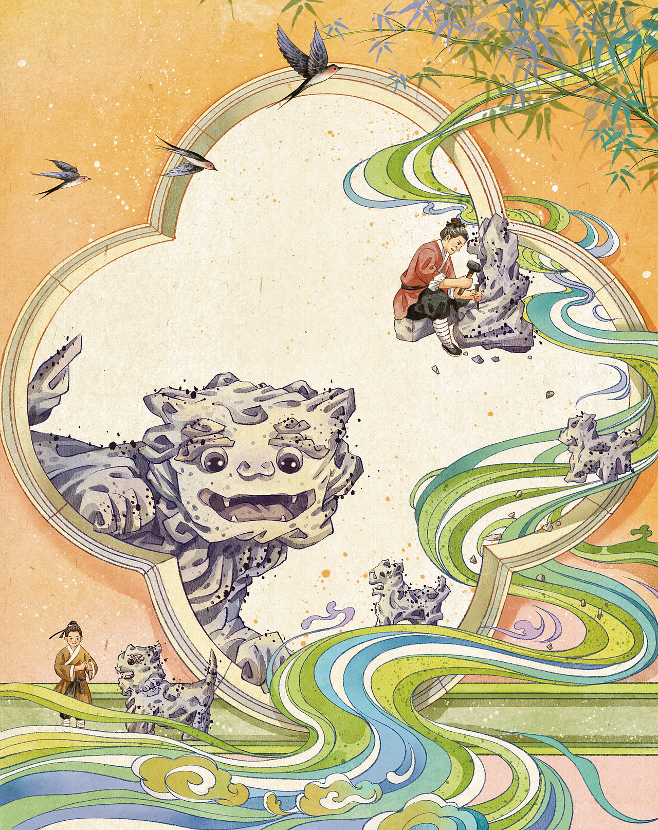 国风插画（图ZMzk1NTUyMTE2） - 儿童插画 - 站酷设计师红糖HT原创素材 - 站酷ZCOOL