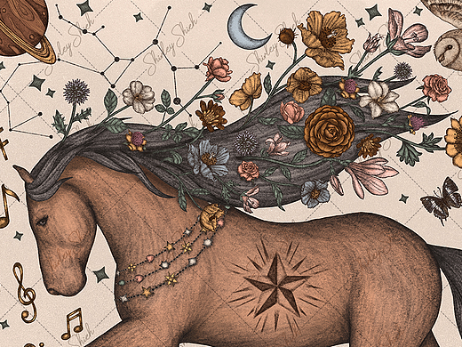 马上开花 福泽马年丨梦幻幸运插画设计