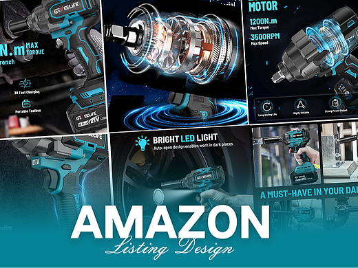 工具类 冲击扳手 -Amazon亚马逊主副图A+设计案例