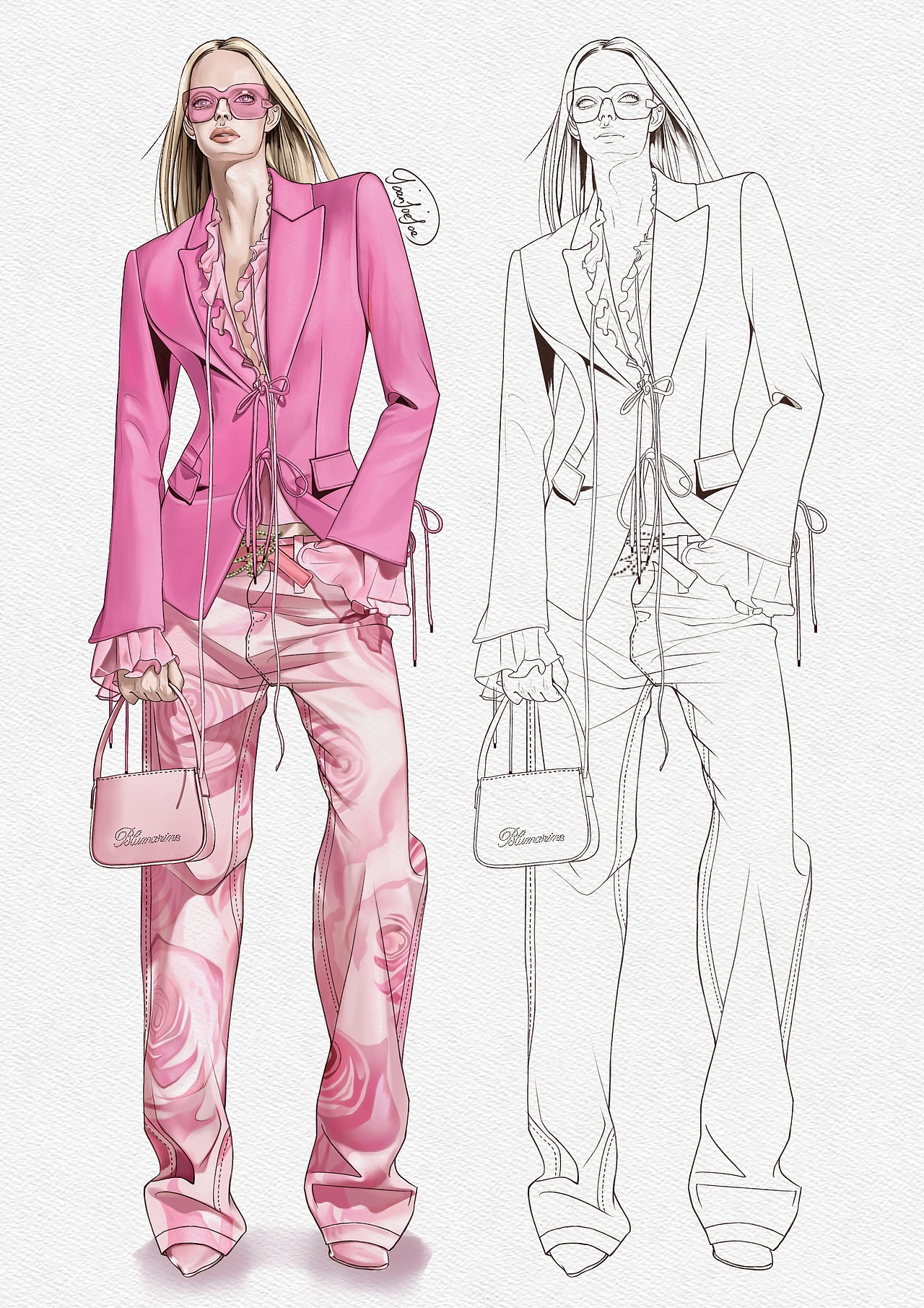 服装设计效果图（图ZMzk1NjE2OTY4） - 休闲/流行服饰 - 站酷设计师接插画图案设计原创素材 - 站酷ZCOOL