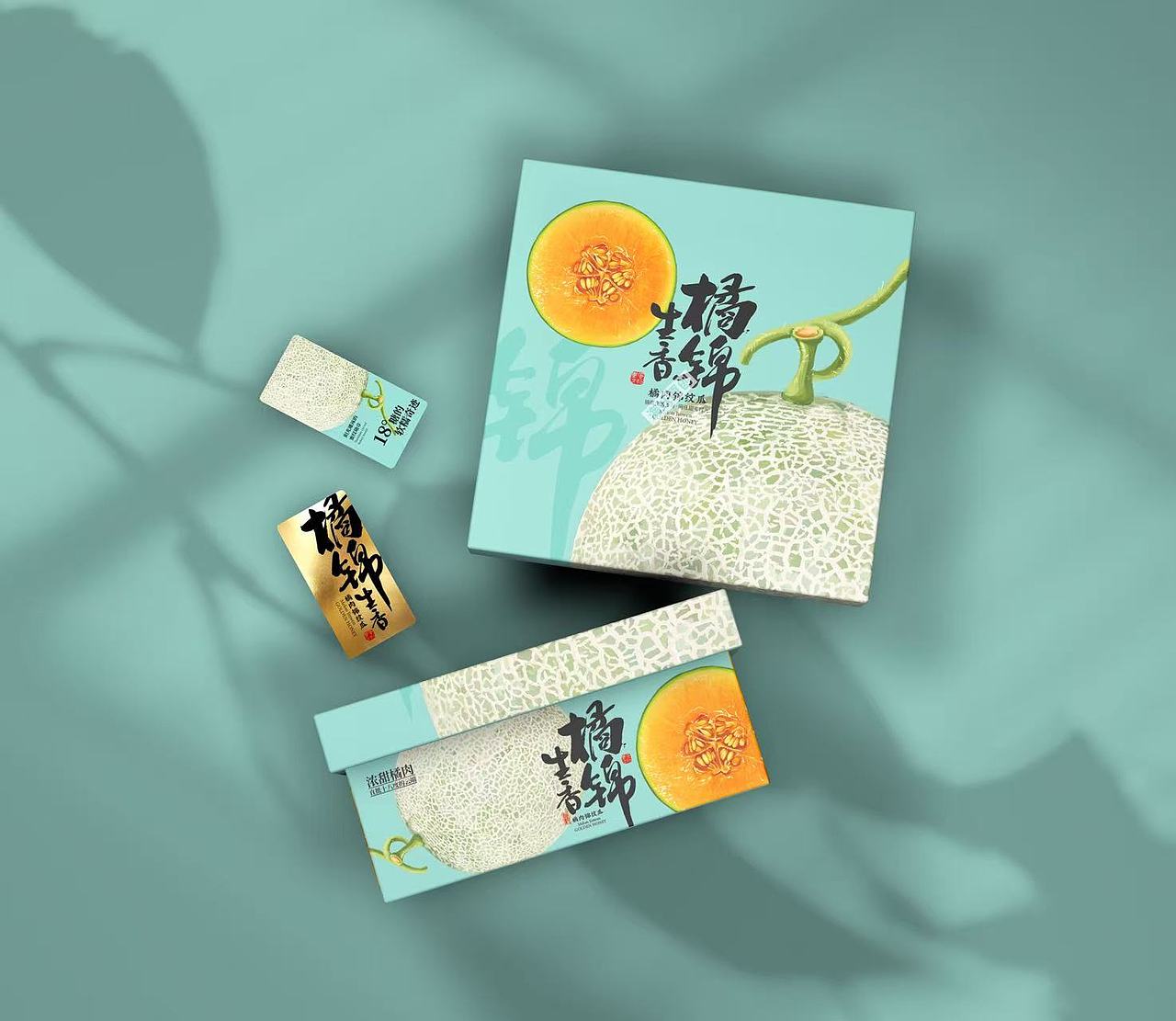 {原创}网纹瓜水果礼盒手绘超写实风格包装设计