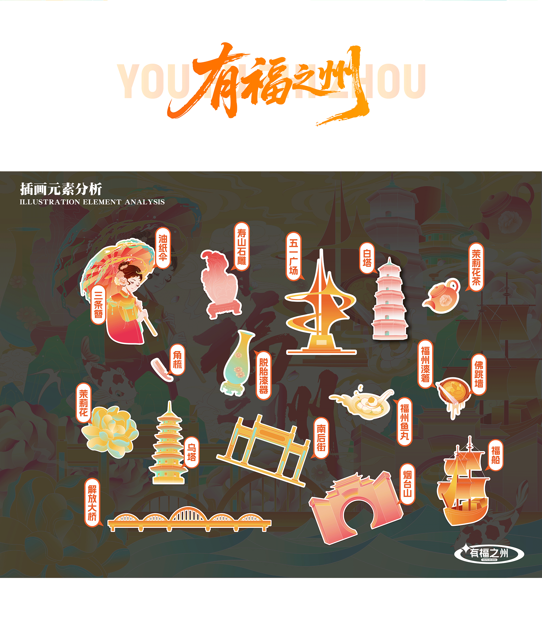 有福之州｜福州文旅插画设计