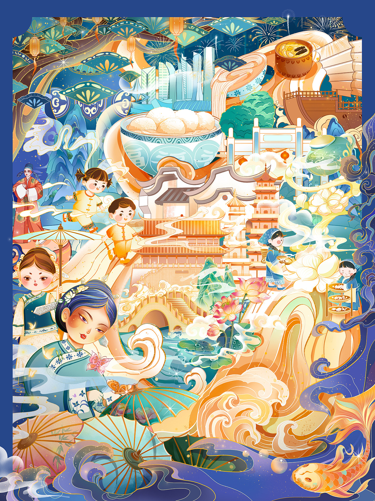 闽都风华 山海交融（图ZMzk1NjcwOTUy） - 商业插画 - 站酷设计师三酱同学原创素材 - 站酷ZCOOL