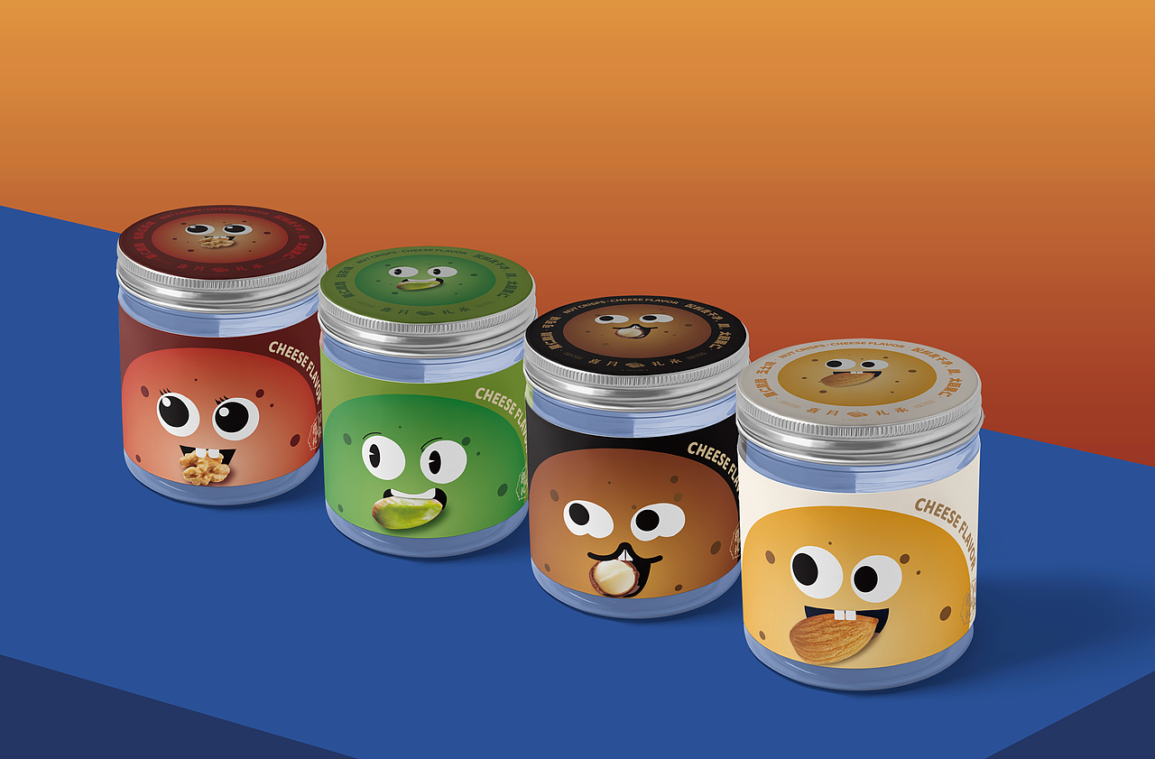 果仁脆脆四款口味包装设计