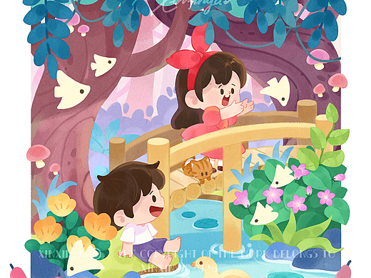 水彩风儿童系列插图