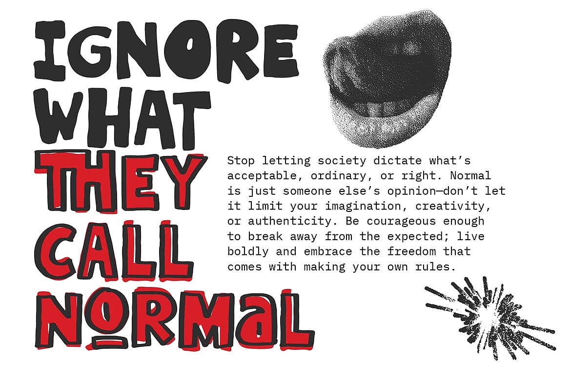 2款创意趣味卡通街头潮流海报封面标题手写英文字体