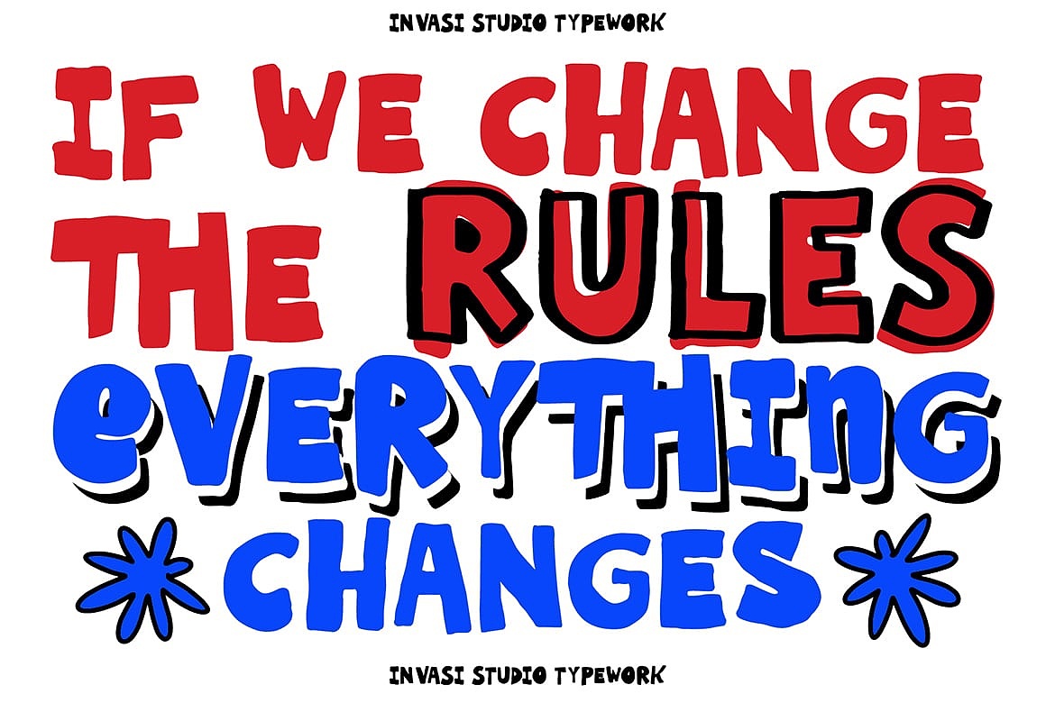 2款创意趣味卡通街头潮流海报封面标题手写英文字体