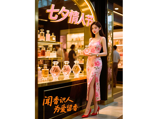 七夕情人节商业营销海报 / 香水/香氛/AIGC设计