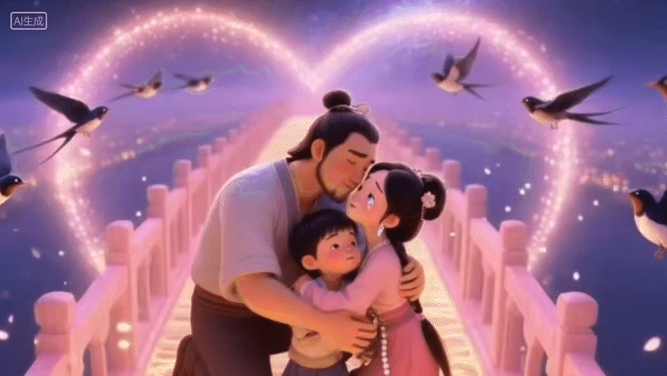 牛郎织女的鹊桥之约（图ZMzk1NzQ5OTQw） - AI作品 - 站酷设计师AI绘研室原创素材 - 站酷ZCOOL