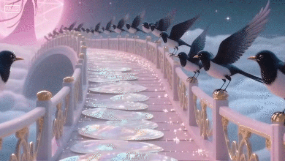 牛郎织女的鹊桥之约（图ZMzk1NzQ5OTI4） - AI作品 - 站酷设计师AI绘研室原创素材 - 站酷ZCOOL