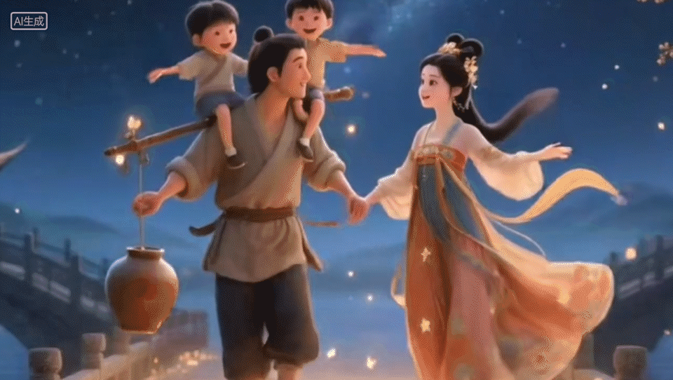 牛郎织女的鹊桥之约（图ZMzk1NzQ5OTM2） - AI作品 - 站酷设计师AI绘研室原创素材 - 站酷ZCOOL