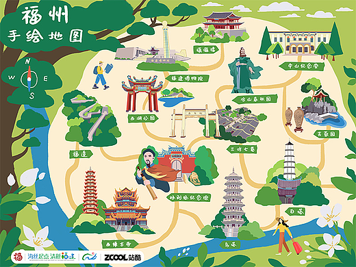 福州手绘地图citywalk