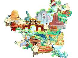 酒插畫-遵義地圖