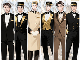 五星级酒店门童行李生工作服手绘设计方案