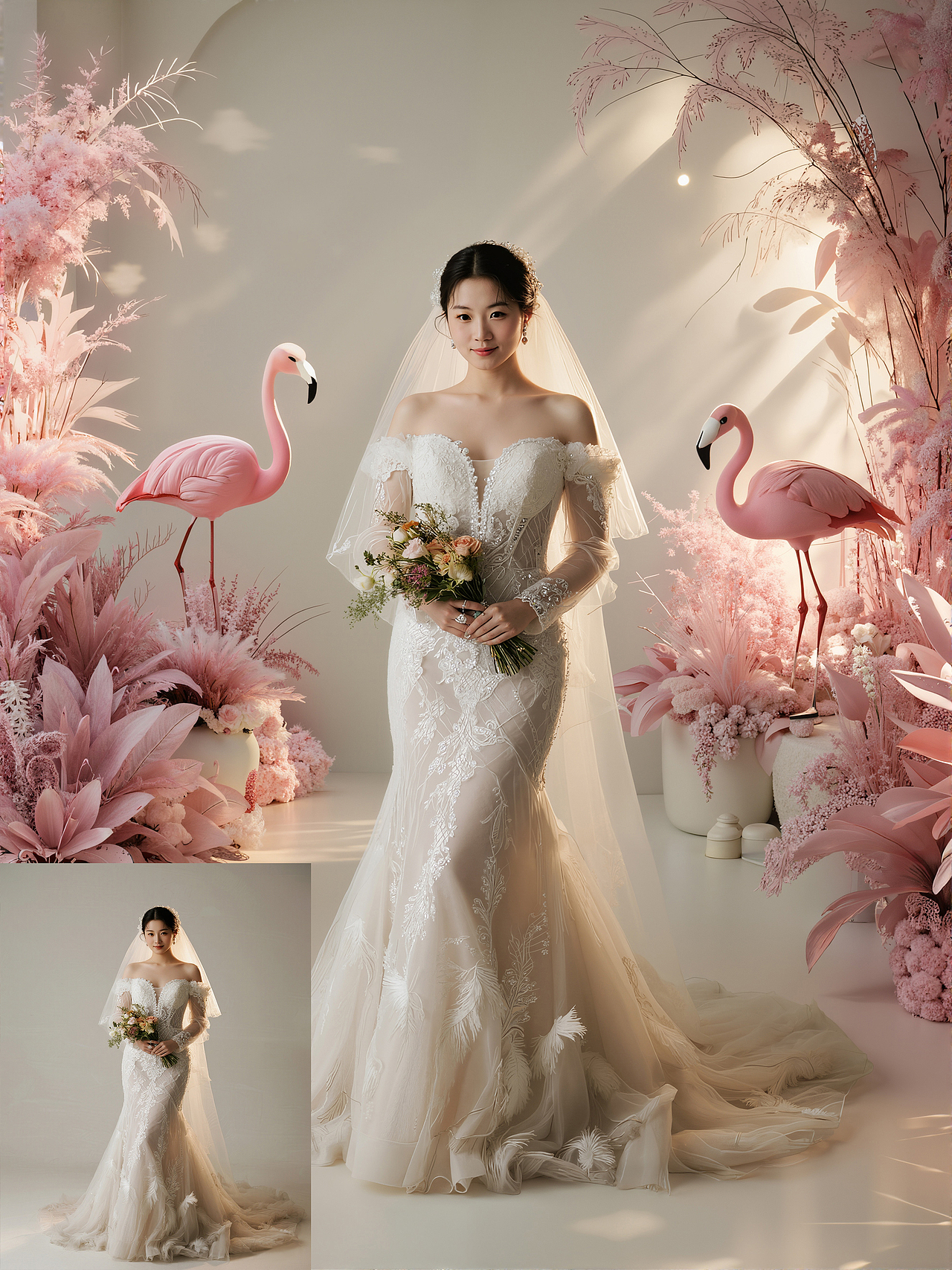 火烈鸟主题AI婚纱照案例分享