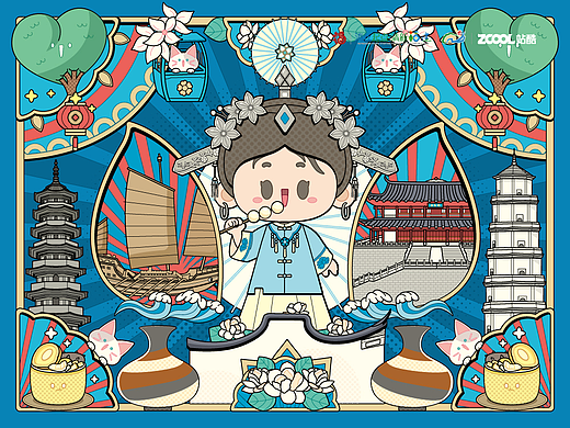 趣游福州,福州文旅插画