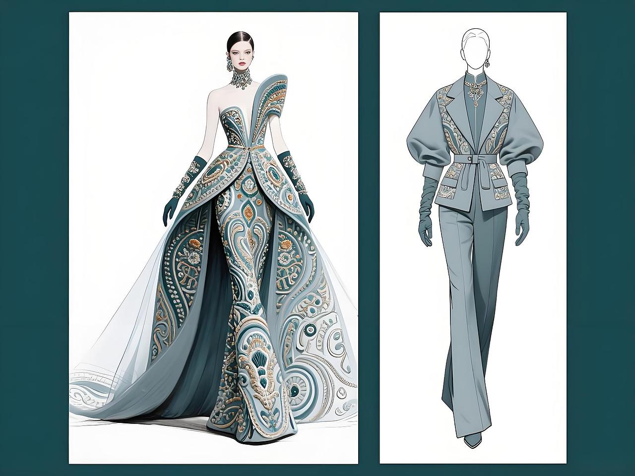 浮雕缝绣：高定重生的艺术革命（图ZMzk1ODI5OTYw） - 休闲/流行服饰 - 站酷设计师欲阳城原创素材 - 站酷ZCOOL