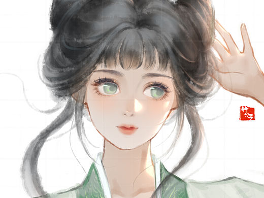 水墨少女头像