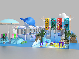 夏日冰雪世界网红市集摊位美陈设计成套效果图素材分享