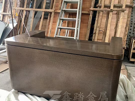 仿古铜不锈钢锤纹吧台荔枝纹纹理金属接待台不锈钢前台