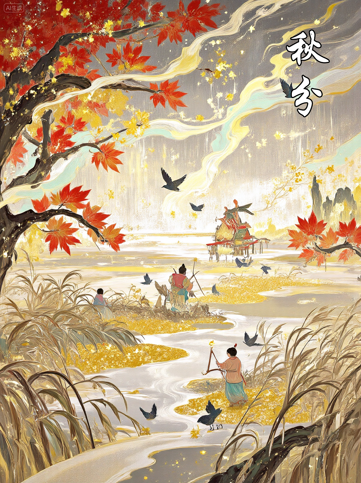 秋季节气传统风格插画创作（图ZMzk1ODkyMTYw） - 艺术插画 - 站酷设计师Z851685165原创素材 - 站酷ZCOOL