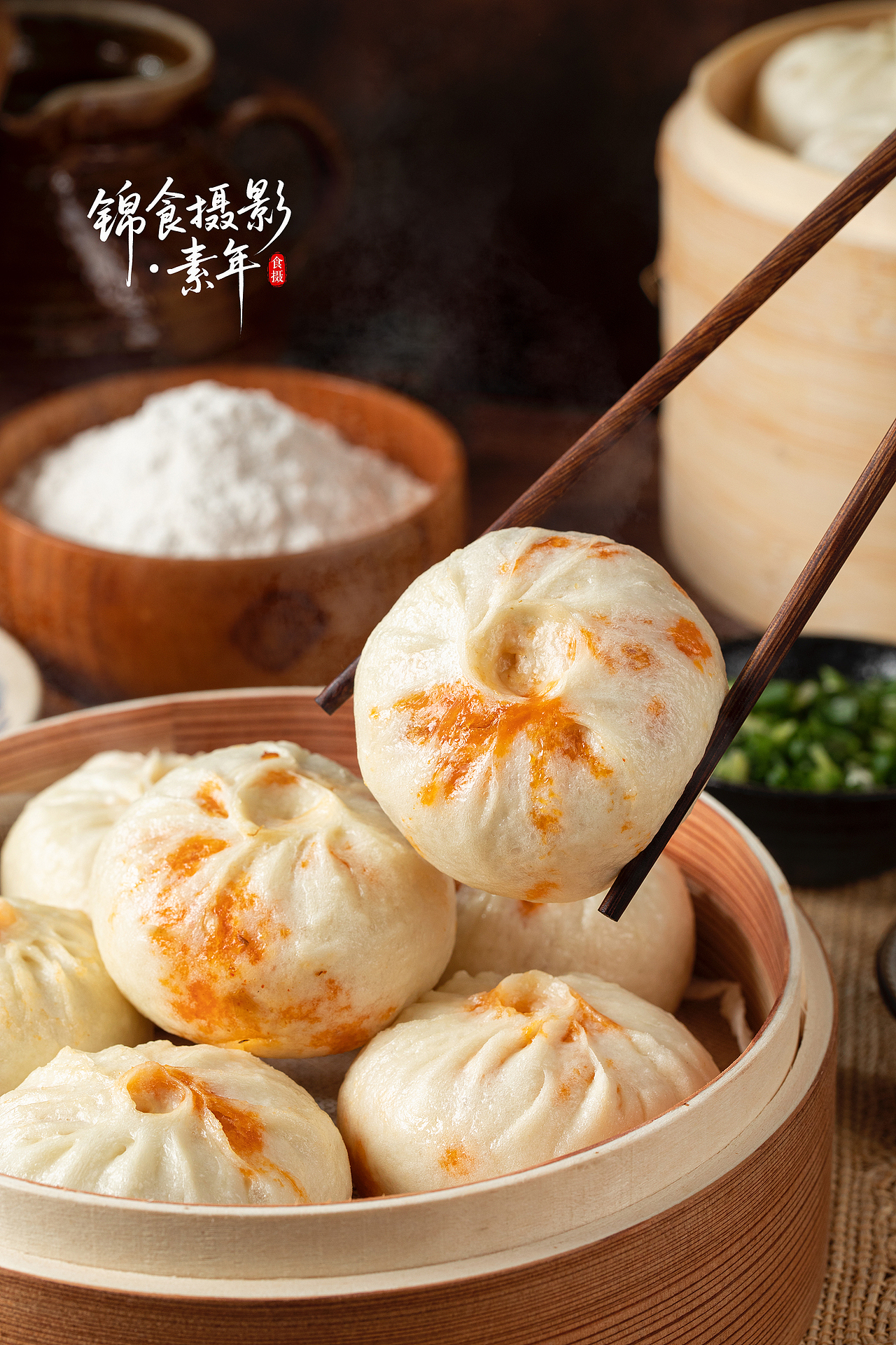 宜昌大福红油包子拍摄/宜昌美食摄影/爆香小龙虾包子